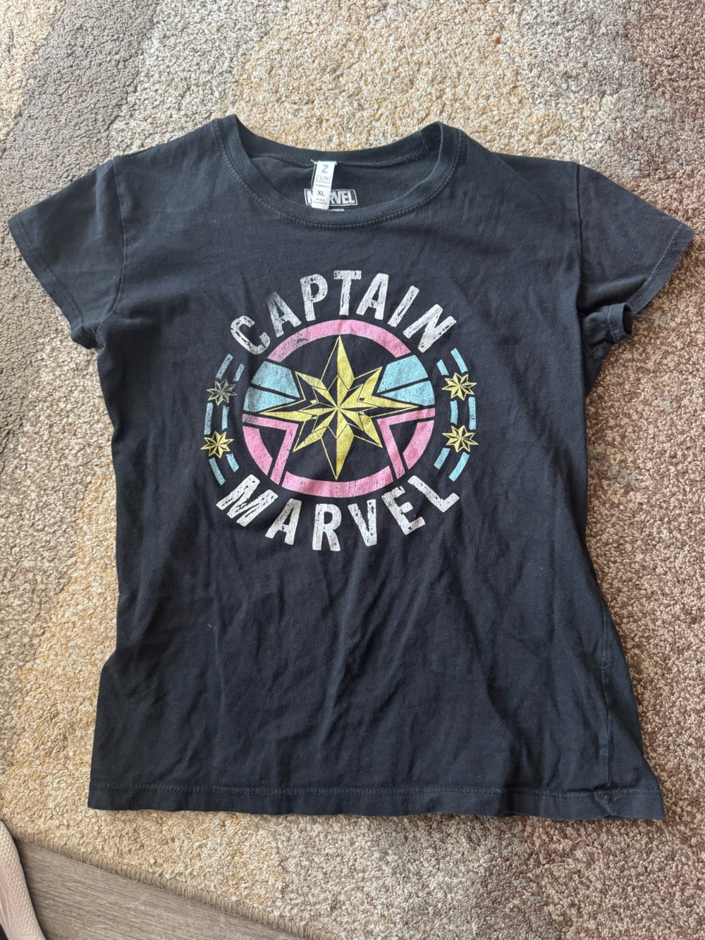 Captain Marvel Kids Black Graphic Tee - Marvel